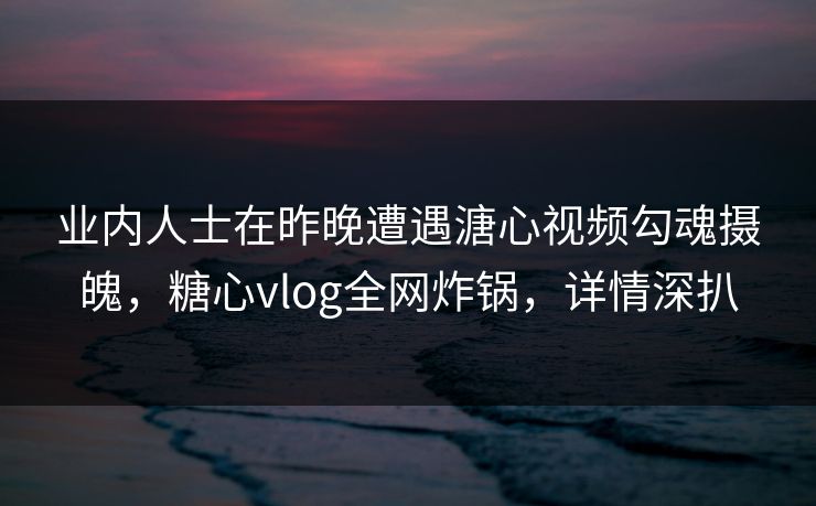 业内人士在昨晚遭遇溏心视频勾魂摄魄，糖心vlog全网炸锅，详情深扒