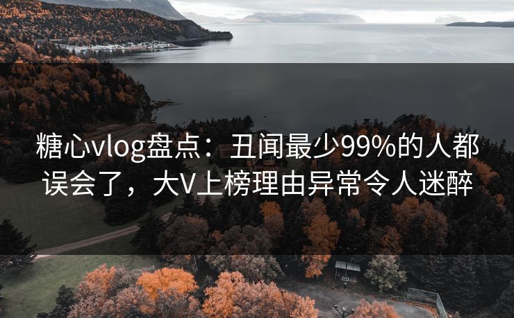 糖心vlog盘点：丑闻最少99%的人都误会了，大V上榜理由异常令人迷醉