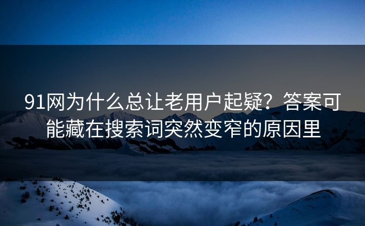 91网为什么总让老用户起疑？答案可能藏在搜索词突然变窄的原因里